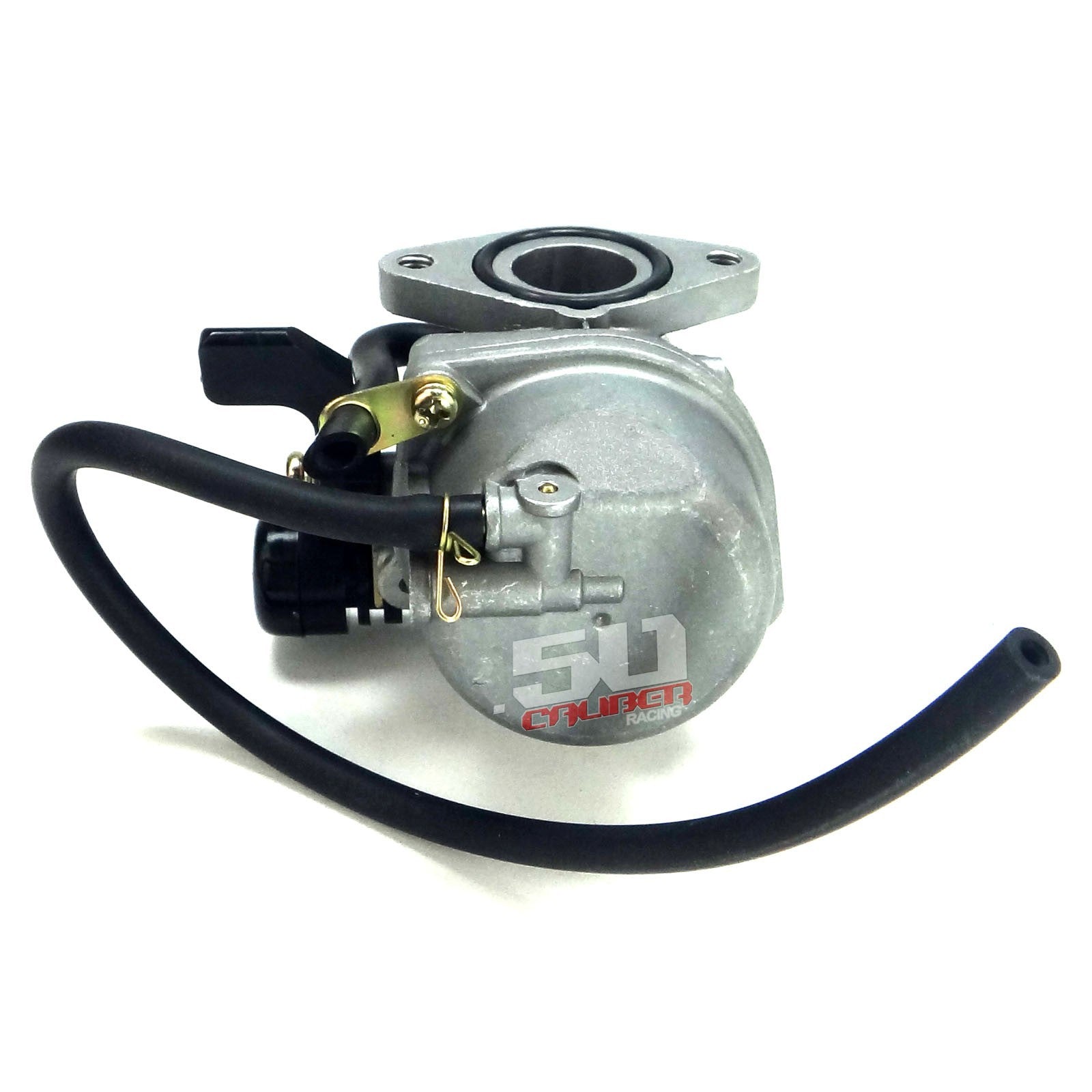 It is larger than the stock carburetor.