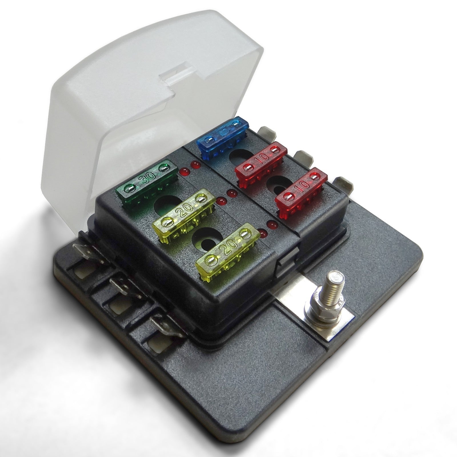 6 Way Standard LED Circuit Blade Fuse Box