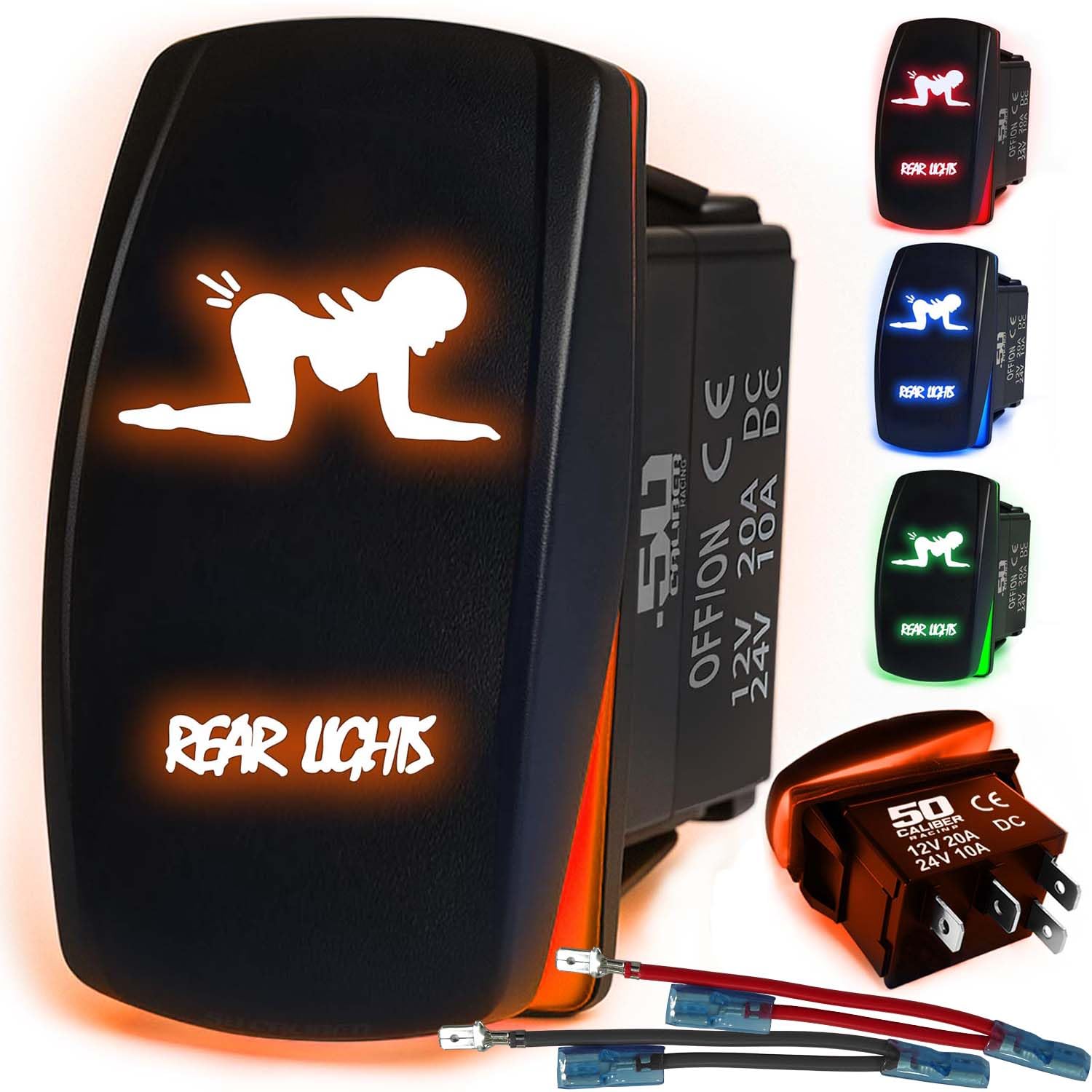 50 Caliber Racing Rear Lights Rocker Switch - Orange