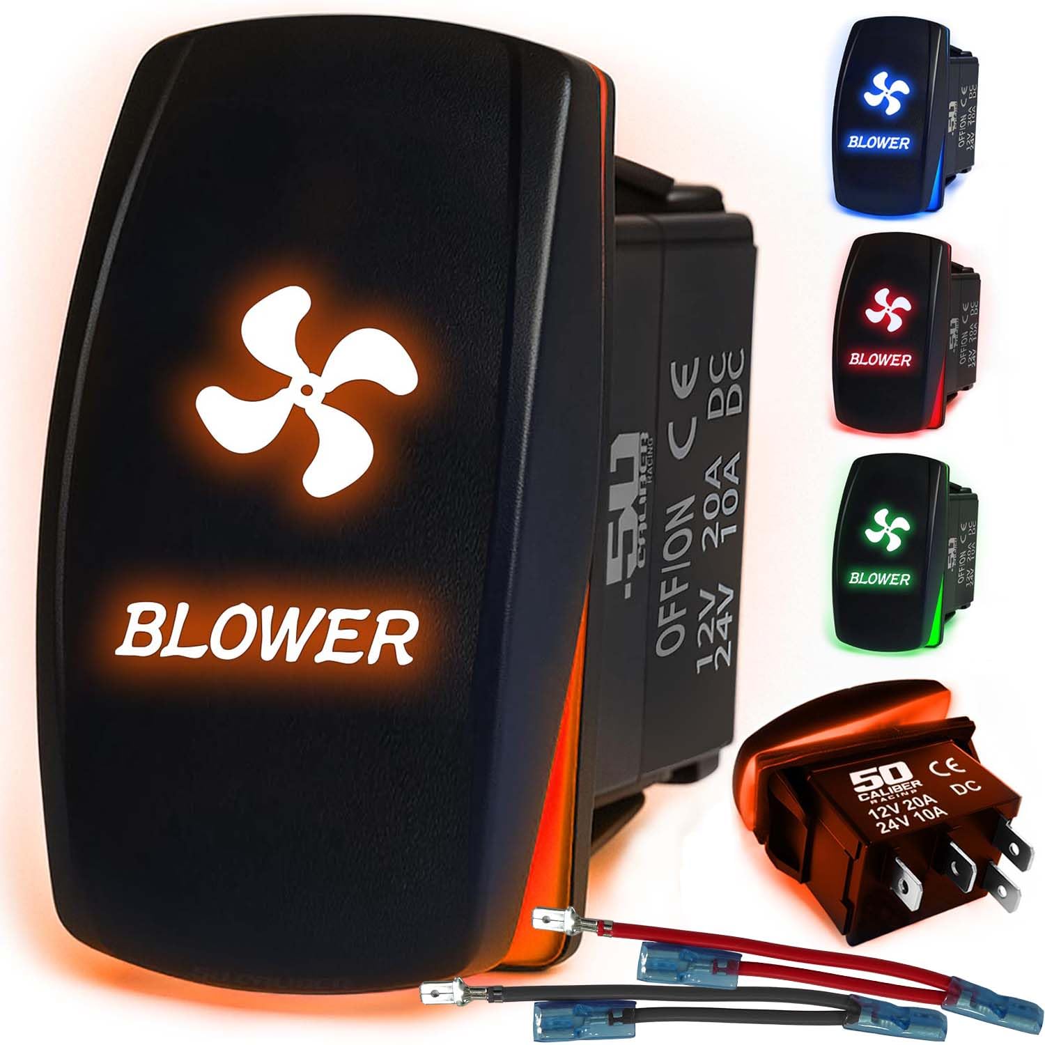 50 Caliber Racing Blower Rocker Switch - Orange