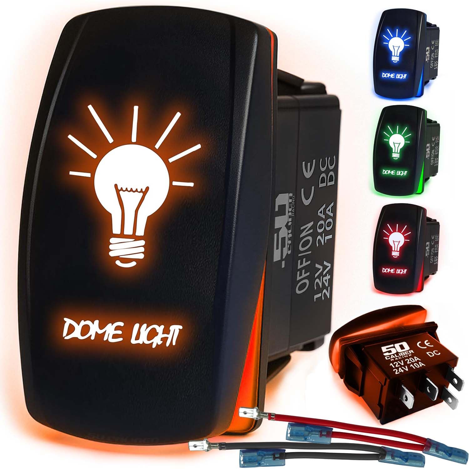 50 Caliber Racing Dome Light 50 Cal Rocker Switch - Orange