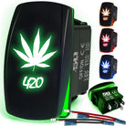 50 Caliber Racing 420 Leaf Rocker Switch - Green