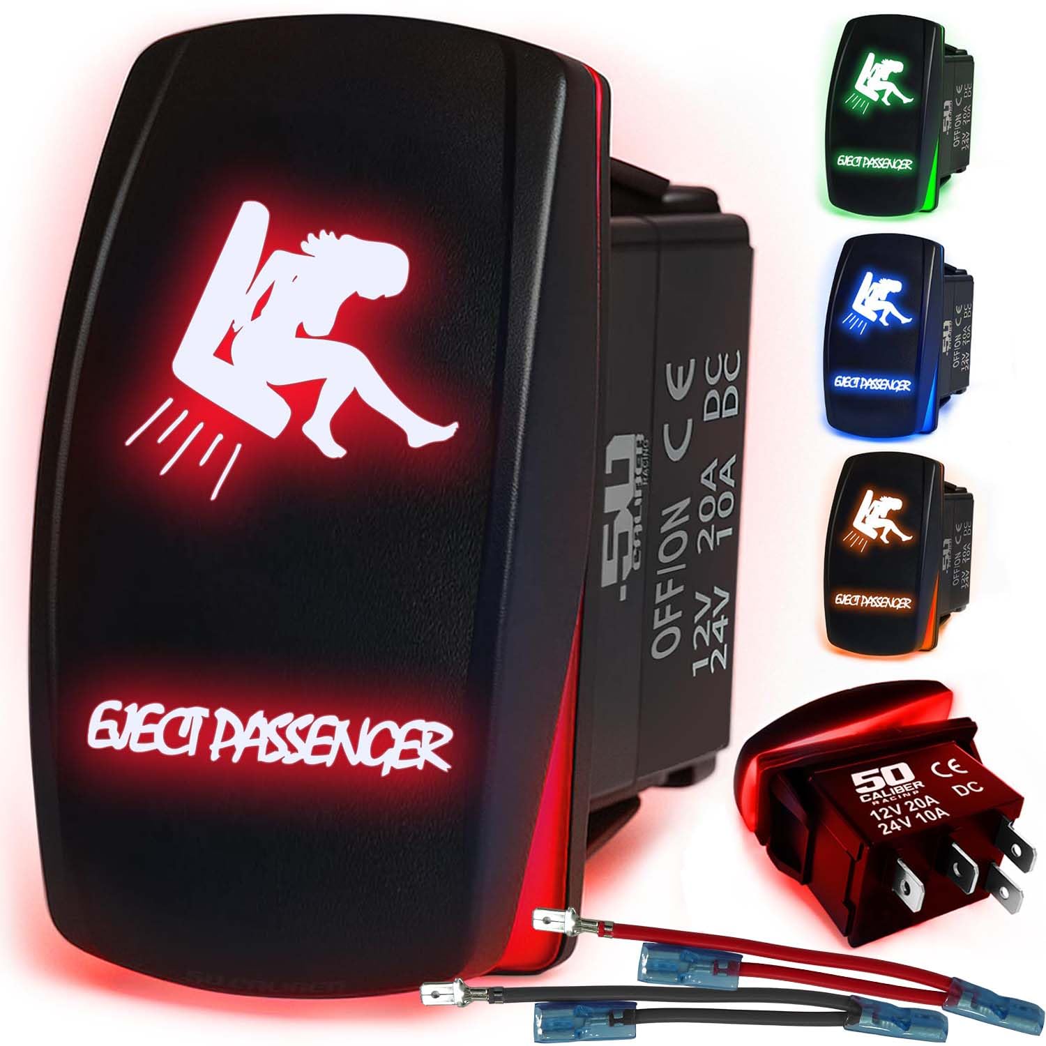 50 Caliber Racing Eject Passenger Rocker Switch - Red