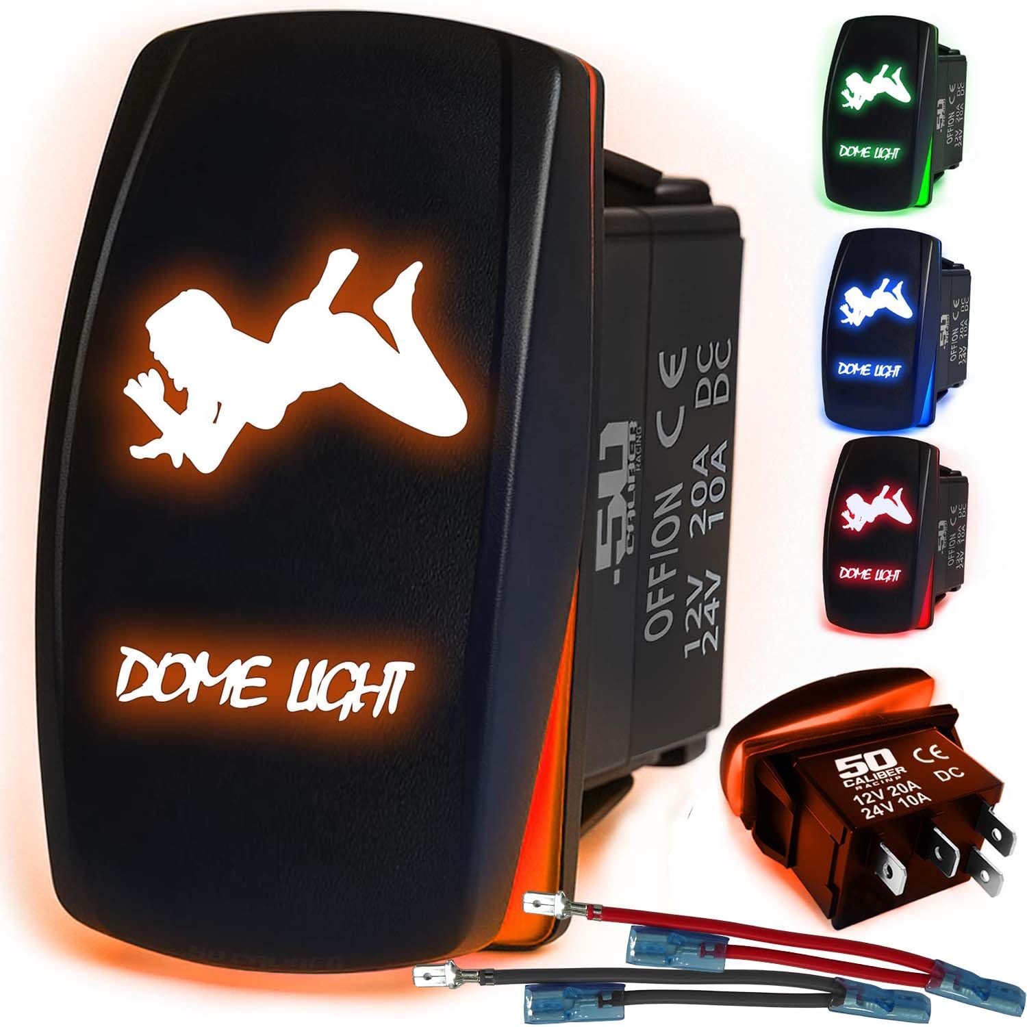 50 Caliber Racing Dome Light Sexy Rocker Switch - Orange