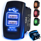 50 Caliber Racing Dual USB Rocker Switch - Blue
