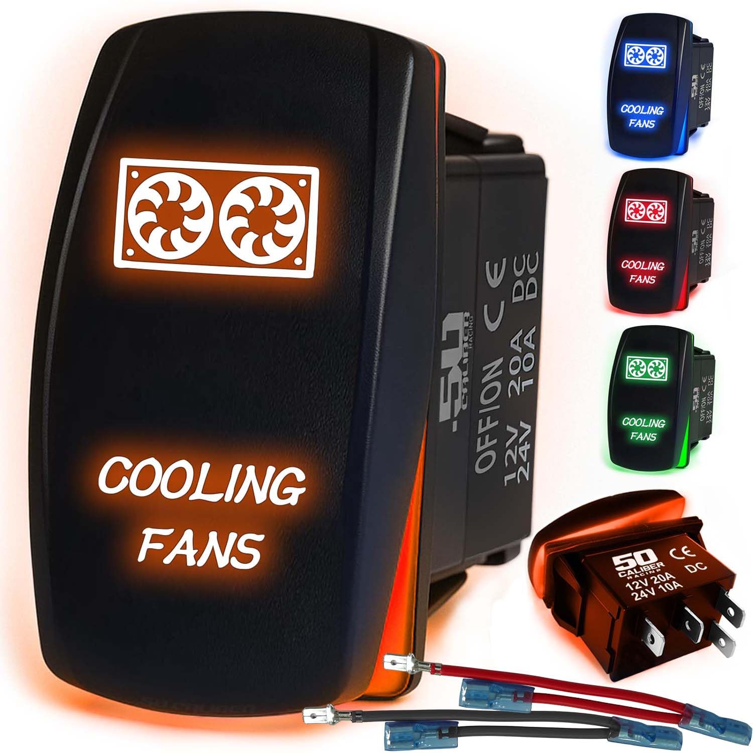 50 Caliber Racing Cooling Fans Rocker Switch - Orange