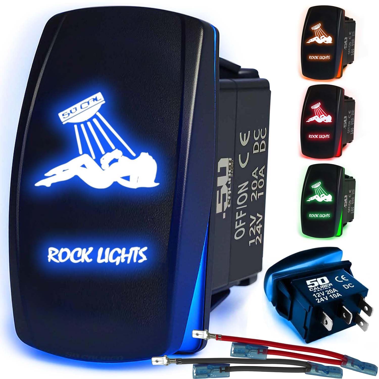 50 Caliber Racing Rock Lights Sexy Girl Rocker Switch - Blue