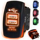 50 Caliber Racing Dual USB Rocker Switch - Orange