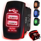 50 Caliber Racing Dual USB Rocker Switch - Red