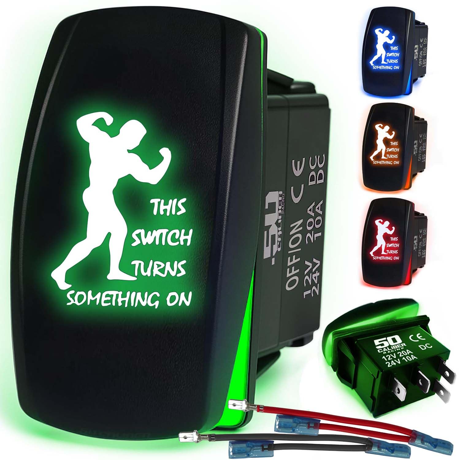 50 Caliber Racing This Switch Strongman Rocker Switch - Green