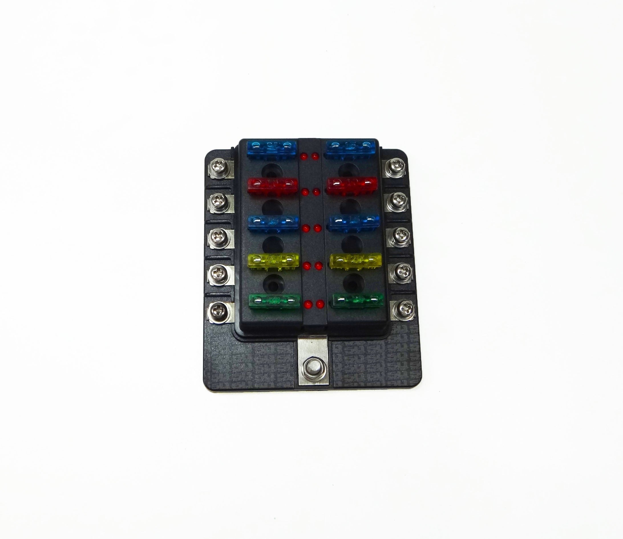 10 Way Fuse Block - Ring Terminals - LED Indicators