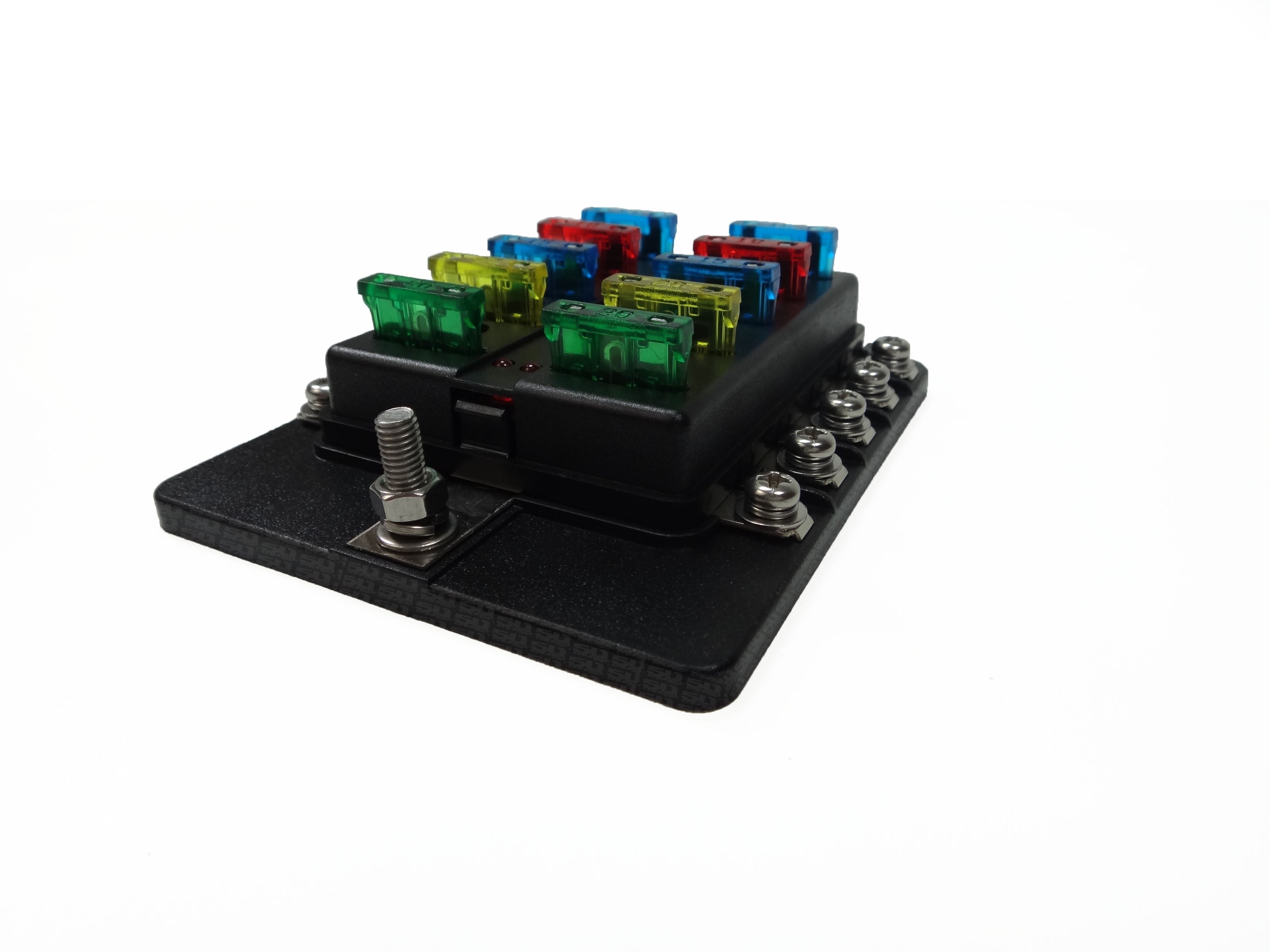 10 Way Fuse Block - Ring Terminals - LED Indicators