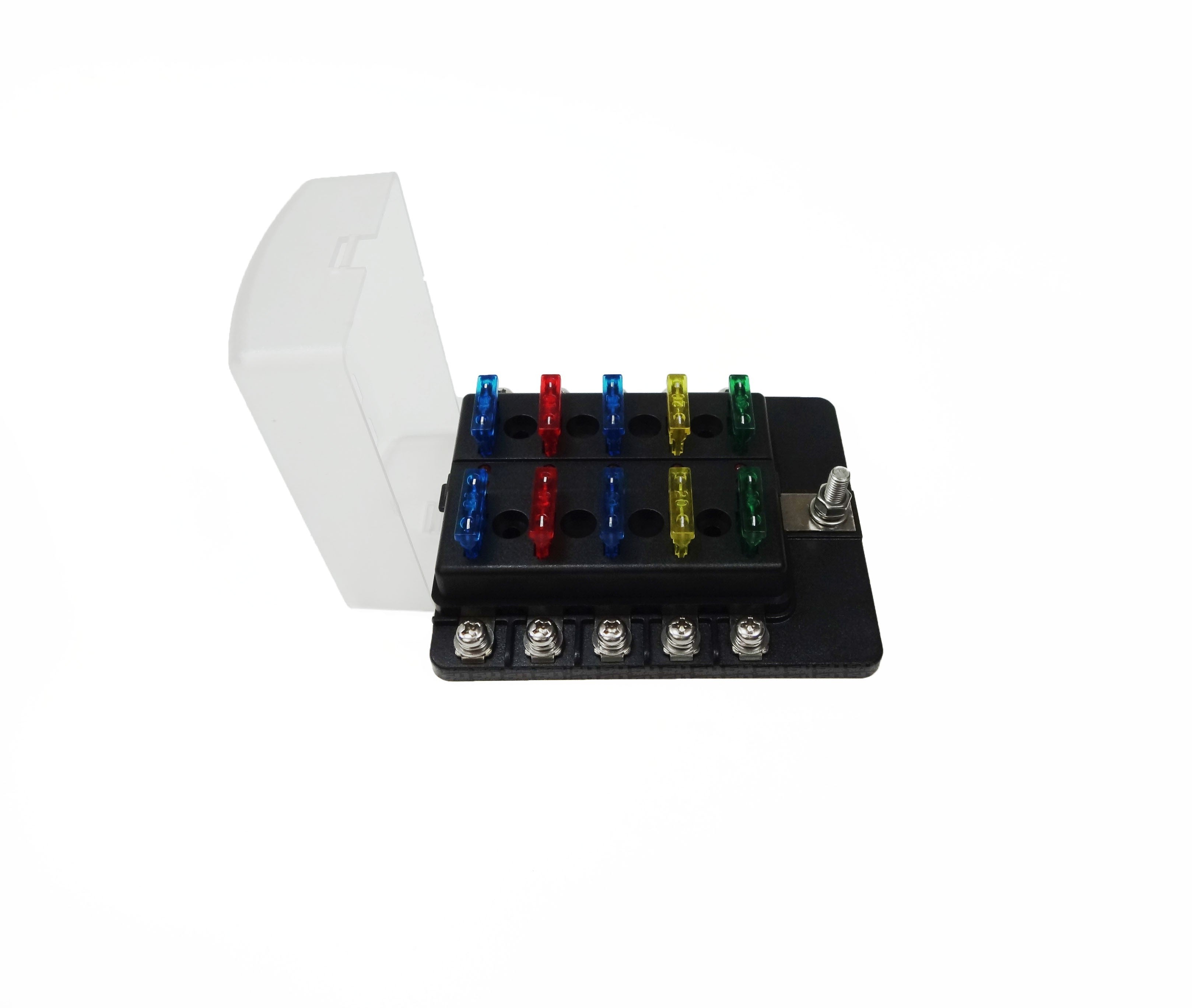 10 Way Fuse Block - Ring Terminals - LED Indicators