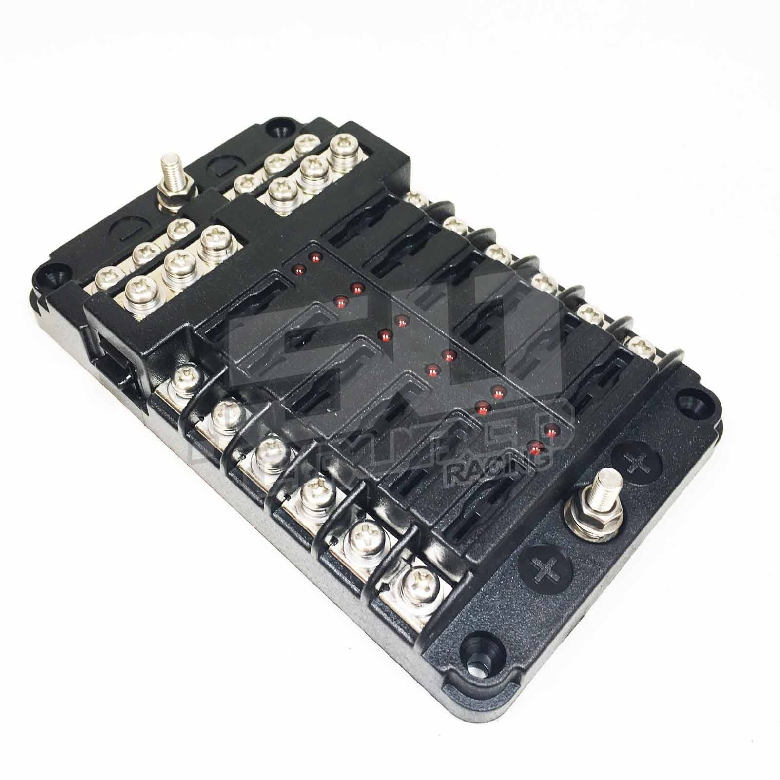12 Way power and ground fuse block with screw terminals