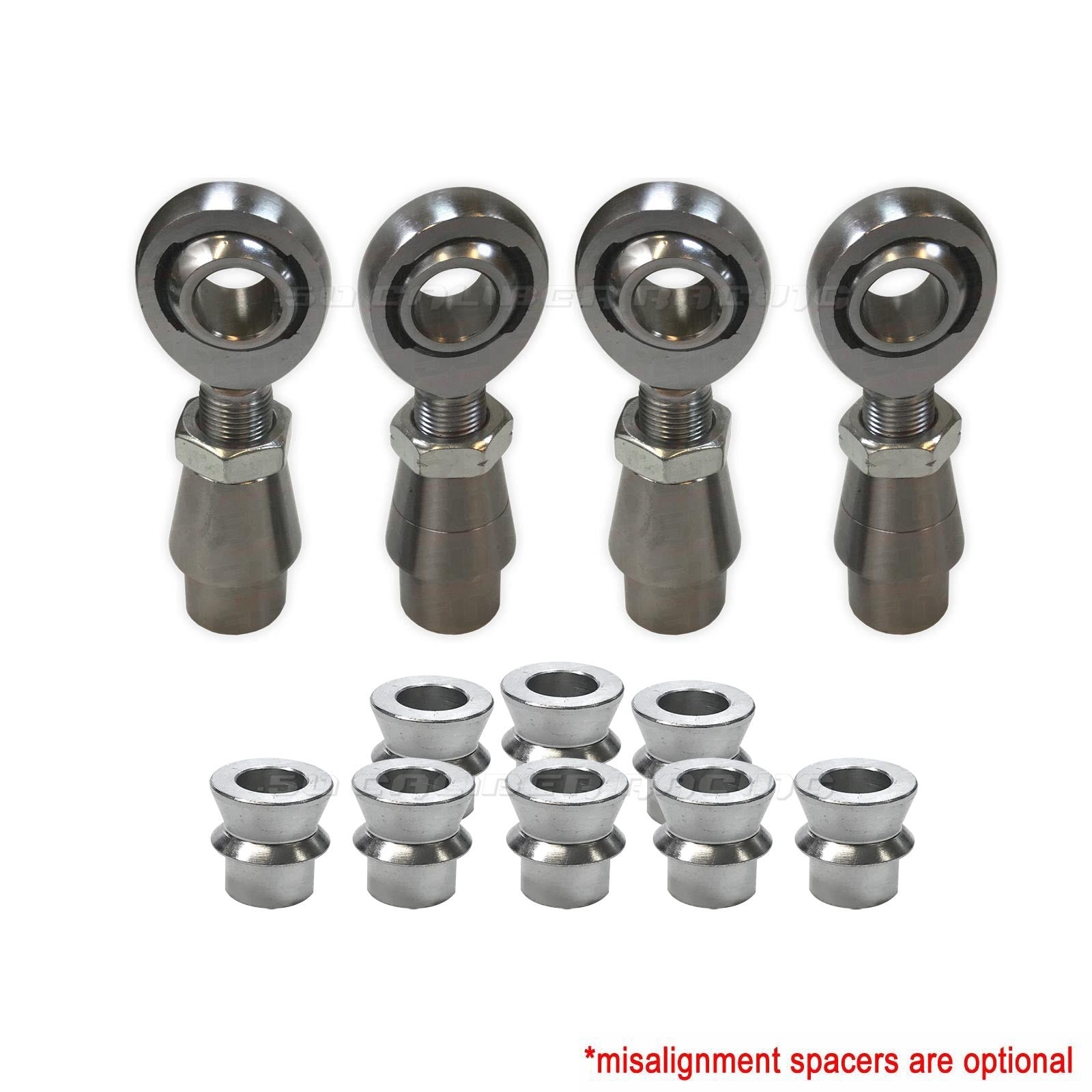 Sway Bar Link Fab Kit - 7/8" Heim, 1.5"OD .120 or .250 Wall Bung - Shown with Optional Misalignment Spacers