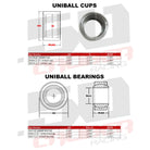 Uniball Bearing Fabrication Kit - Dimensions