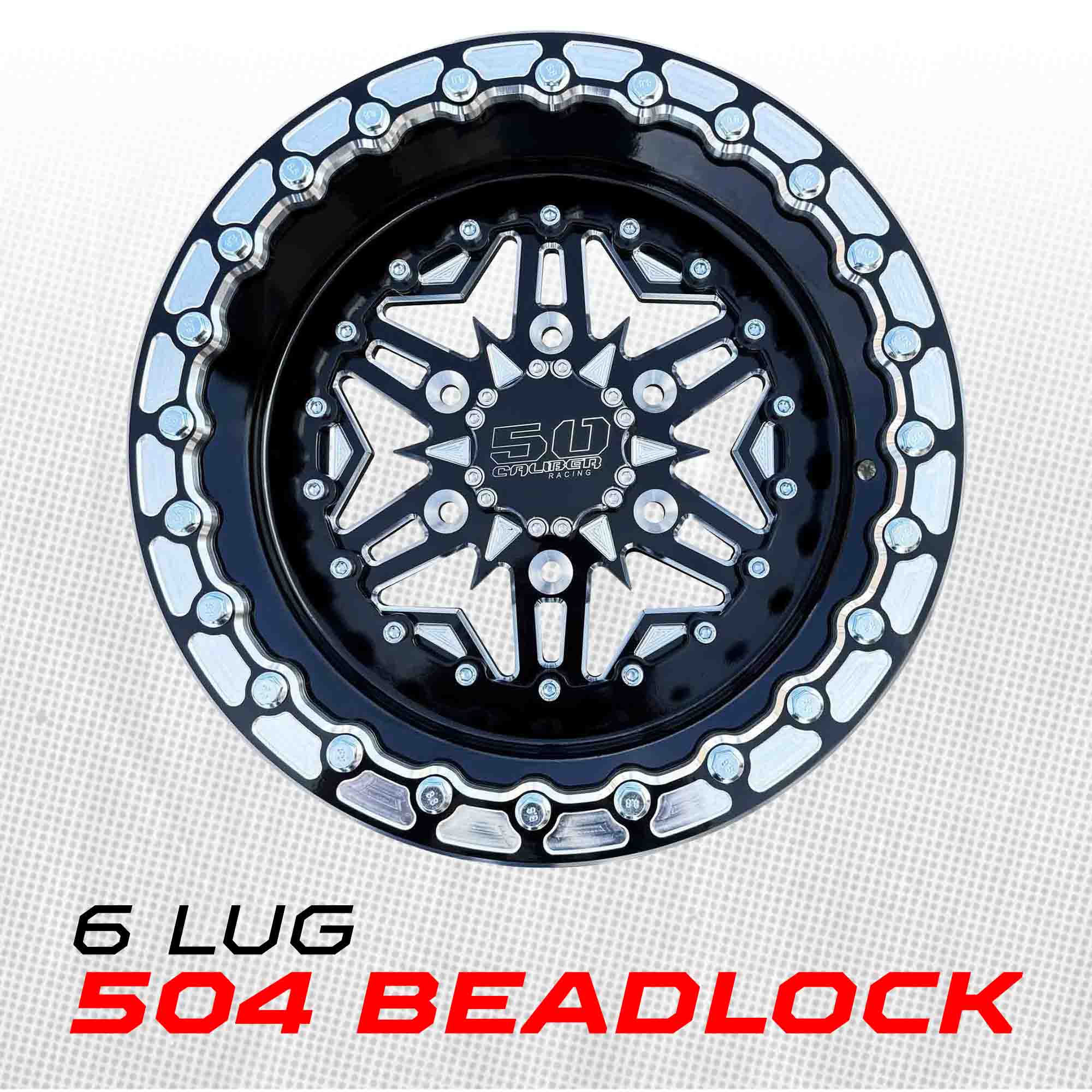 504 Billet Aluminum Can-Am Beadlock wheel 6 lug Black – 50 Caliber