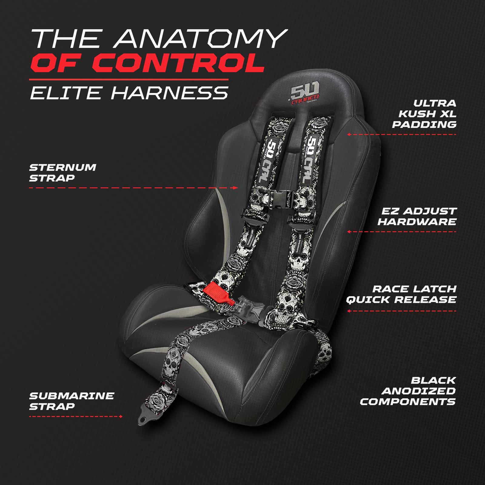 Black Sugar Skull 5 Point Harness